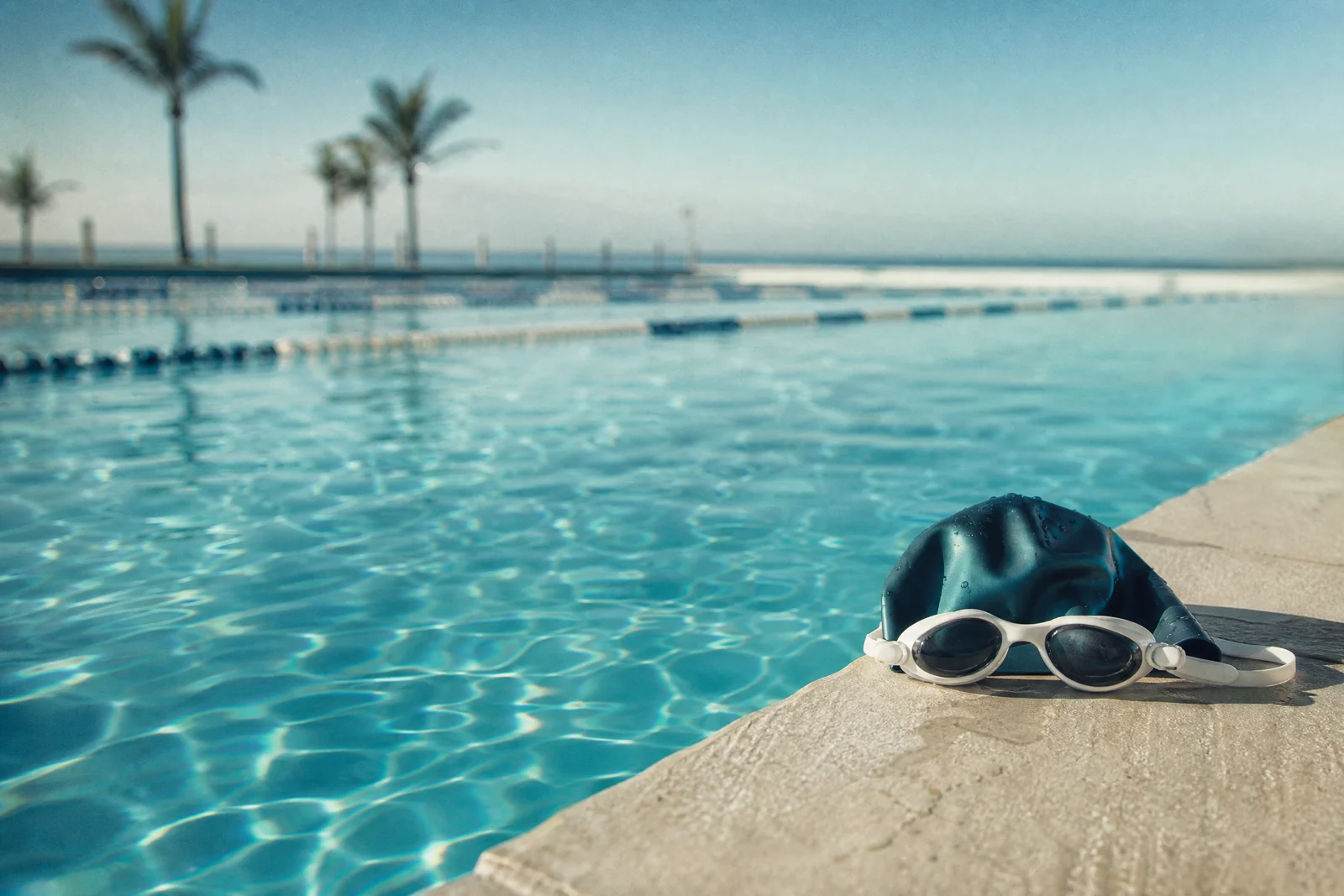 Illustrative sunlit pool water